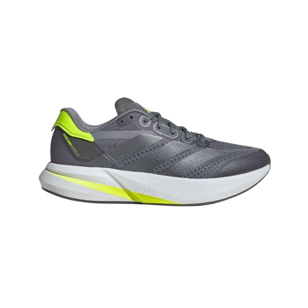 Adidas Men's Duramo Speed 2 Running Shoes - Grey / Iron Metallic / Lucid Lemon